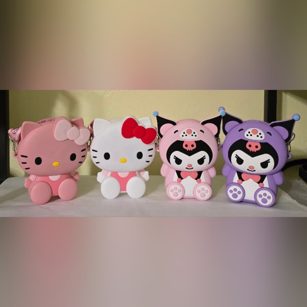 Hello Kitty and Kuromi Pink Crossbody Bags Filled with Items Price Is Per Bag